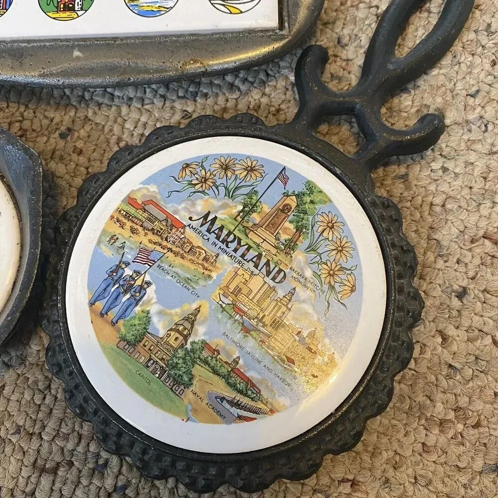 VTG Ardennes Belges Maryland Luray Laverns Trivet Souvenir Jamboree Patches Meta
